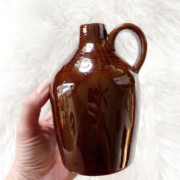 VTG Glazed Ceramic Pottery Retro Handle Jug Decor Bud Flower Propagation Vase